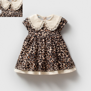 Kız Bebek Leoparlı Müslin Elbise